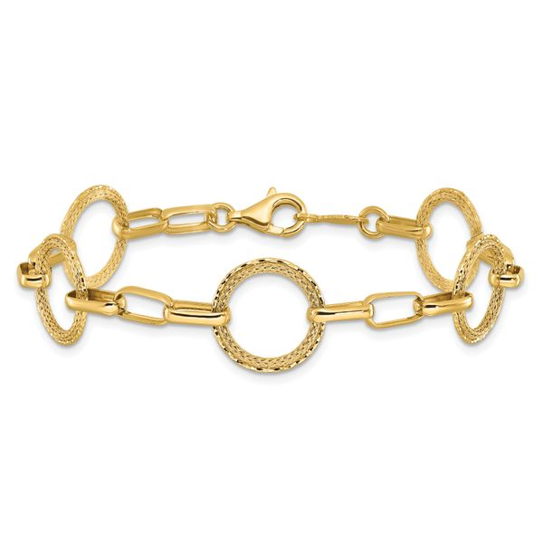 Circle Chain & Pave Link Bracelet, Yellow Gold