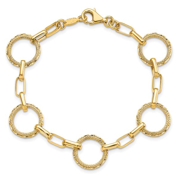 Leslie's 14K Dia-cut and Textured Circles Fancy Link Bracelet Image 4 Glatz Jewelry Aliquippa, PA