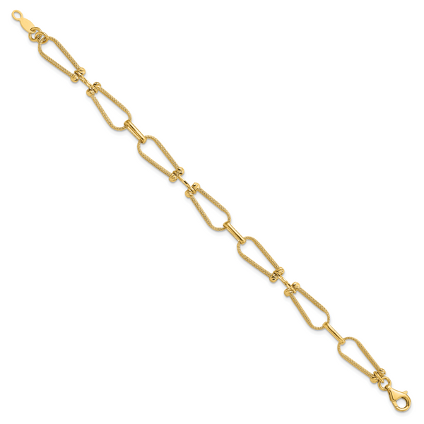 Leslie's 14K Dia-cut and Textured Fancy Link Bracelet Image 2 Lennon's W.B. Wilcox Jewelers New Hartford, NY
