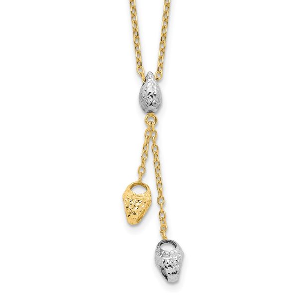 Leslie's 14K Two-tone Diamond-cut Beads Drop Necklace Jewelry Design Studio Jensen Beach, FL
