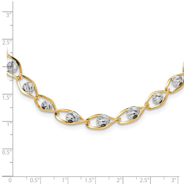 Leslie's 14K Two-tone Polished with Diamond-cut Beads Fancy Necklace Image 4 Diamond Design Jewelers Somerset, KY
