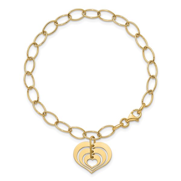 Leslie's 14K Polished Heart Charm Link Bracelet Image 4 Glatz Jewelry Aliquippa, PA