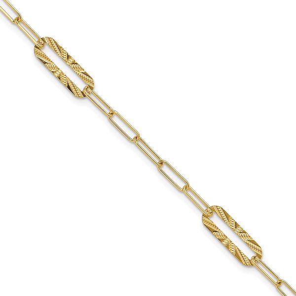 Leslie's 14K Polished and Textured Fancy Link Bracelet Diamond Design Jewelers Somerset, KY