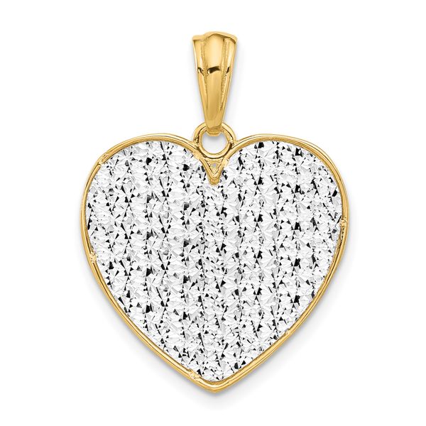 Leslie's 14K Two-tone Polished and Dia-cut Heart Pendant Image 3 Crews Jewelry Grandview, MO