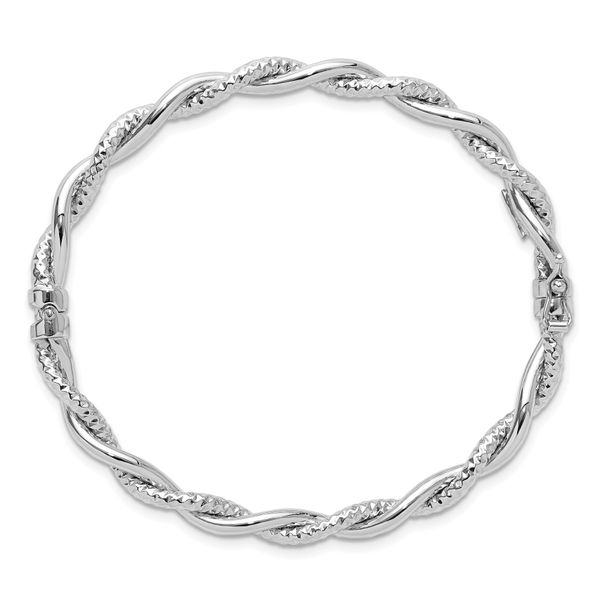 Leslie's 14K White Gold Polished and Textured Twisted Hinged Bangle Image 2 Jewelry Design Studio Jensen Beach, FL