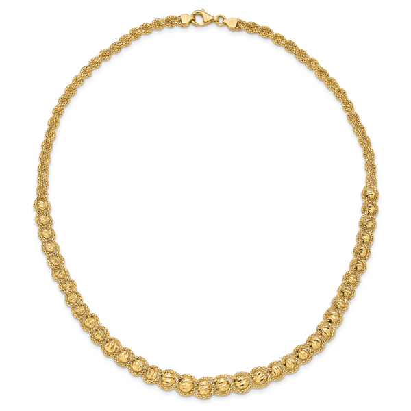 Leslie's 14K Polished Textured and Diamond-cut Beaded Necklace Image 3 Jewelry Design Studio Jensen Beach, FL
