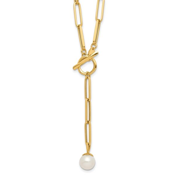 Leslie's 14K Polished Freshwater Cultured Pearl Fancy Link Toggle Necklace Johnson Jewellers Lindsay, ON