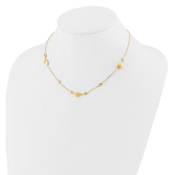 Leslie's 14k Brushed and Polished Beaded 17in with 1in ext Necklace Image 3 Conti Jewelers Endwell, NY