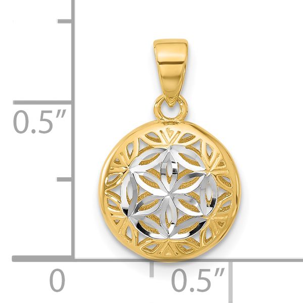 Leslie's 14K w/Rhodium Polished and Diamond-cut Pendant Image 4 Valentine's Fine Jewelry Dallas, PA