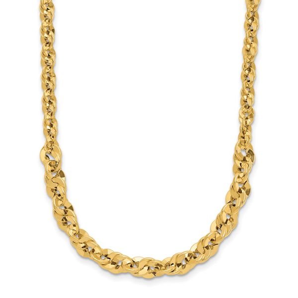Leslie's 14k Polished and D/C Fancy Link Graduated 18in Necklace Trenton Jewelers Ltd. Trenton, MI
