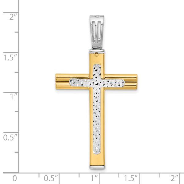 Leslie's 14K Two-tone Polished/Satin/Dia-cut Reversible Cross Pendant Image 4 Gaines Jewelry Flint, MI