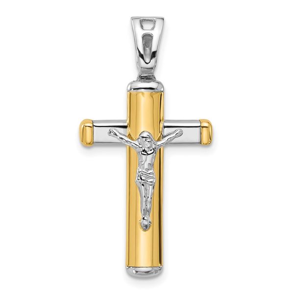 Leslie's 14K Two-tone Polished Crucifix Pendant Peran & Scannell Jewelers Houston, TX