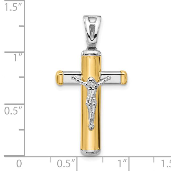 Leslie's 14K Two-tone Polished Crucifix Pendant Image 4 L.I. Goldmine Smithtown, NY