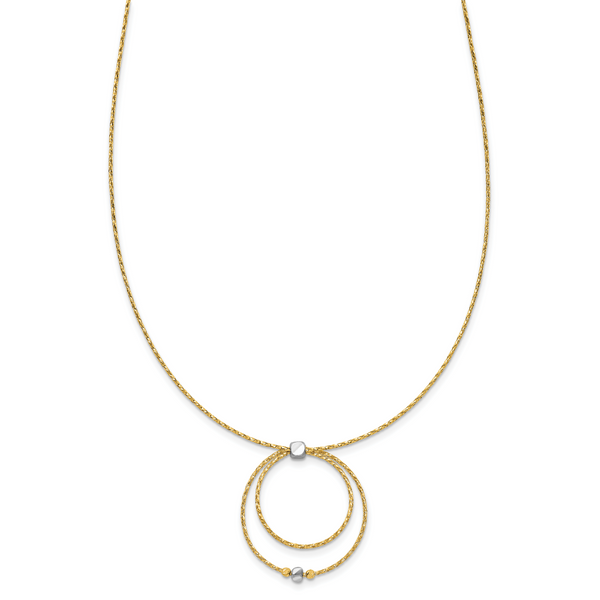 Leslie's 14K w/Wht Rhod Polished/DC Circle Pendant w/1in ext. Necklace Image 2 Tidwells of Greenwood Greenwood, SC