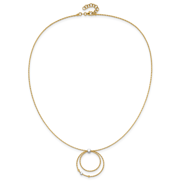 Leslie's 14K w/Wht Rhod Polished/DC Circle Pendant w/1in ext. Necklace Image 4 Ross Elliott Jewelers Terre Haute, IN