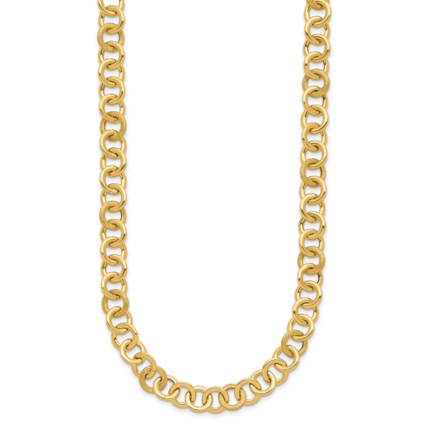 Leslie's 14K Polished and Satin Fancy Circle Link Necklace Image 2 Jambs Jewelry Raymond, NH