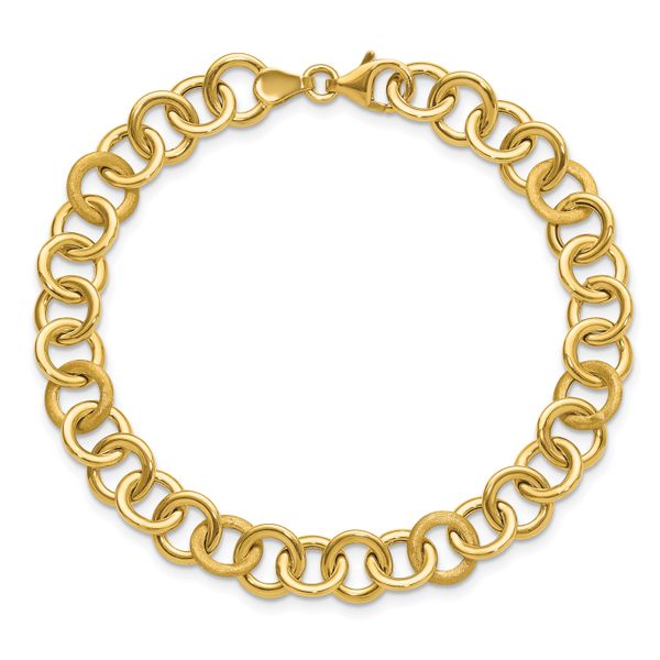 Leslie's 14K Polished and Satin Fancy Circle Link Bracelet Image 4 Gaines Jewelry Flint, MI