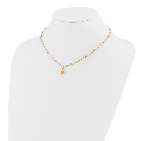Leslie's 14K Polished Teardrop Paperclip Link Necklace Image 3 Conti Jewelers Endwell, NY