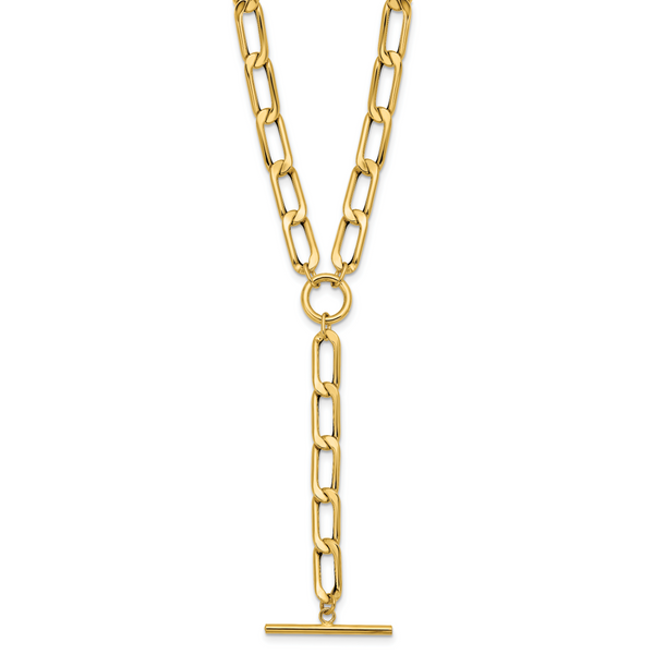Leslie's 14K Polished Flat Oval Link Drop w/2in ext. Choker Necklace Image 2 Leslie E. Sandler Fine Jewelry and Gemstones rockville , MD