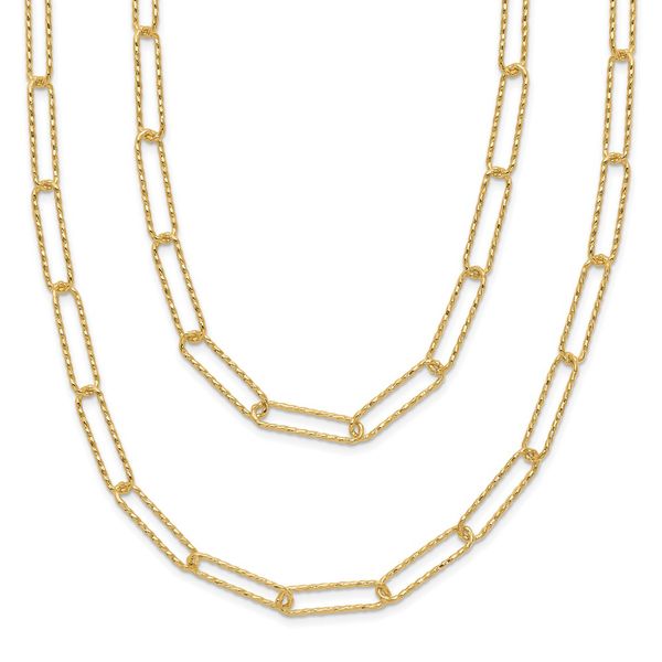 Leslie's 14K Polished and Textured 2-strand Paperclip Necklace Chandlee Jewelers Athens, GA