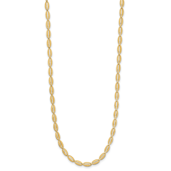 Leslie's 14K Polished and Textured Fancy Oval Link Necklace Image 2 Carroll's Jewelers Doylestown, PA