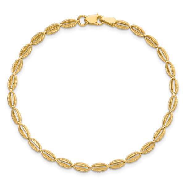 Leslie's 14K Polished and Textured Fancy Oval Link Bracelet Image 4 Conti Jewelers Endwell, NY