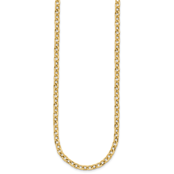 Leslie's 14K Polished and Textured Link Necklace Image 2 Morin Jewelers Southbridge, MA