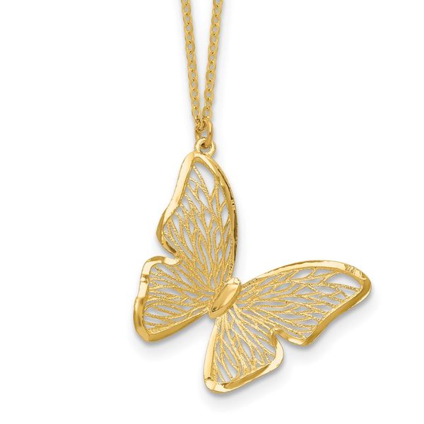 Leslie's 14k Textured and Polished Butterfly 18in Necklace Conti Jewelers Endwell, NY