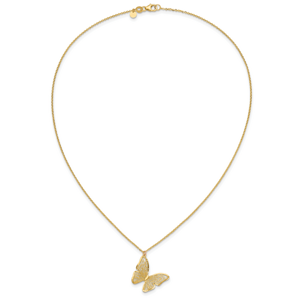 Leslie's 14k Textured and Polished Butterfly 18in Necklace Image 4 Van Scoy Jewelers Wyomissing, PA