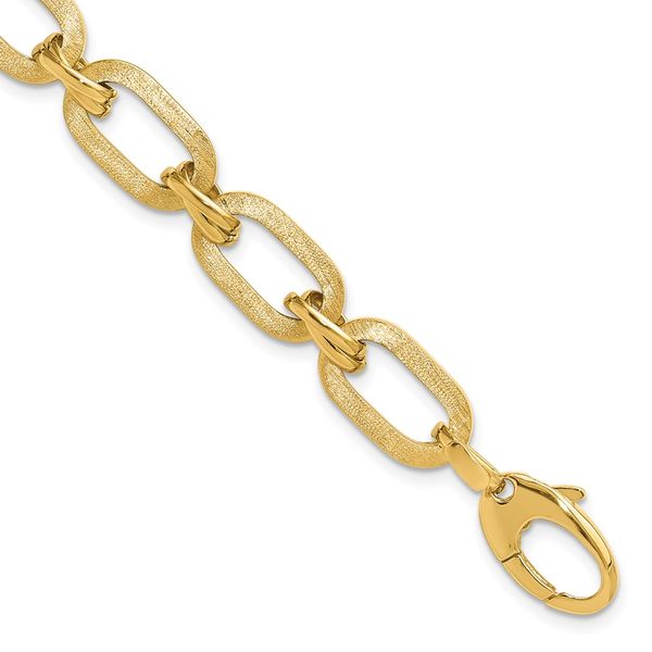 Leslie's 14K Polished and Satin Fancy Link Bracelet Dondero's Jewelry Vineland, NJ