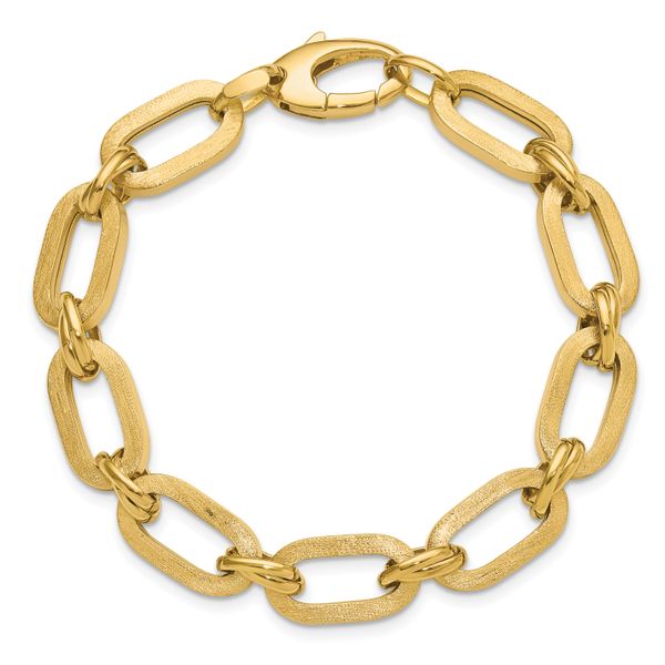 Leslie's 14K Polished and Satin Fancy Link Bracelet Image 4 Conti Jewelers Endwell, NY