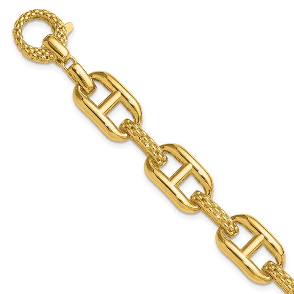 Leslie's 14K Polished and Textured Fancy Link Bracelet Selman's Jewelers-Gemologist McComb, MS