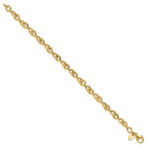 Leslie's 14K Polished/Textured Twisted Infinity Link Bracelet Image 2 Valentine's Fine Jewelry Dallas, PA