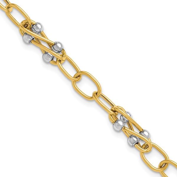 Leslie's 14K Two-tone Polished Fancy Link Bracelet K. Martin Jeweler Dodge City, KS