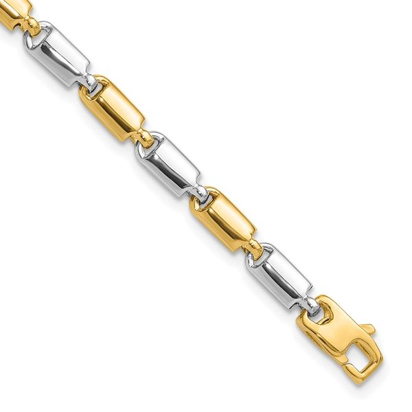 Leslie's 14k Two-tone Polished Fancy Rectangular Link Bracelet Bell Jewelers Murfreesboro, TN