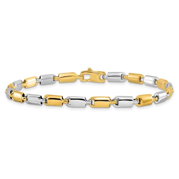 Leslie's 14k Two-tone Polished Fancy Rectangular Link Bracelet Image 3 Cone Jewelers Carlsbad, NM