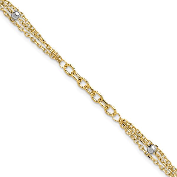Leslie's 14K w/White Rhodium Fancy Link w/.25in ext. Bracelet Bell Jewelers Murfreesboro, TN
