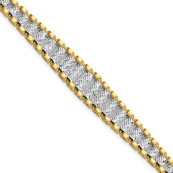 Leslie's 14K Two-tone Polished / Diamond-cut Fancy w/.5in ext. Bracelet Valentine's Fine Jewelry Dallas, PA