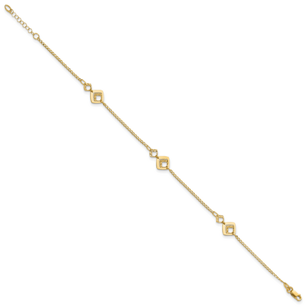 Leslie's 14K Polished and Textured 9in Plus 1in ext. Anklet Image 2 Conti Jewelers Endwell, NY