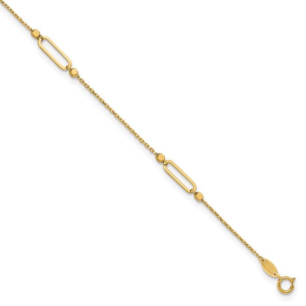 14K Polished and Diamond-cut Fancy 9in Plus 1in ext. Anklet Johnson Jewellers Lindsay, ON