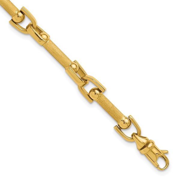 Leslie's 14K Polished and Satin Fancy Link Bracelet Conti Jewelers Endwell, NY
