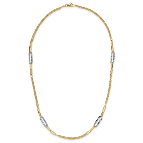 Leslie's 14K Two-tone Polished and Textured Fancy Link Necklace Image 4 Van Scoy Jewelers Wyomissing, PA