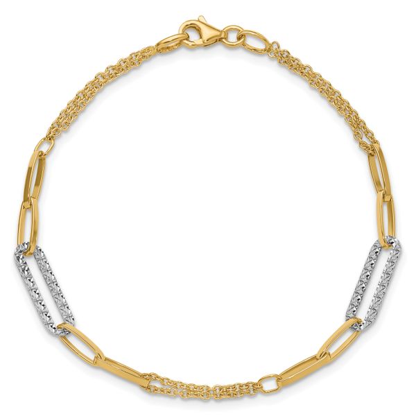 Leslie's 14K Two-tone Polished and Diamond-cut Fancy Link Bracelet Image 4 Valentine's Fine Jewelry Dallas, PA