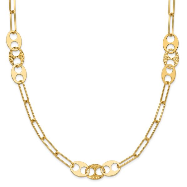 Leslie's 14K Polished and Textured Fancy Link Necklace Trenton Jewelers Ltd. Trenton, MI