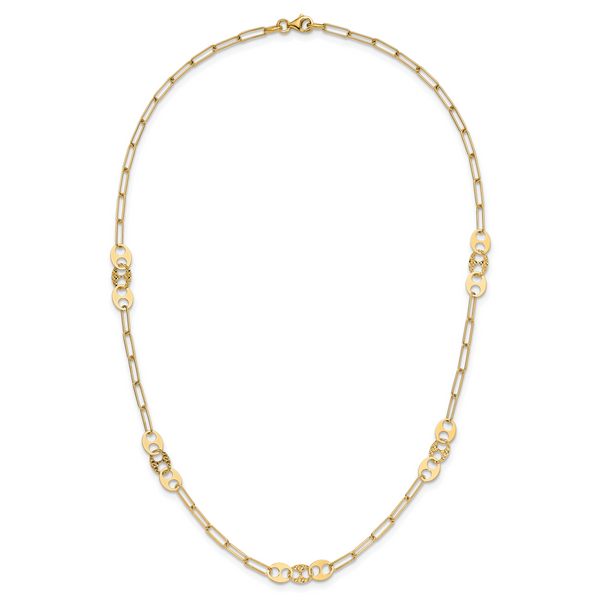 Leslie's 14K Polished and Textured Fancy Link Necklace Image 4 Ask Design Jewelers Olean, NY