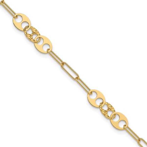14K Polished and Diamond-cut Fancy Link Bracelet JMR Jewelers Cooper City, FL