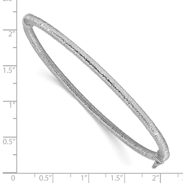 Leslie's 14K White Gold Polished and Textured Hinged Bangle Image 3 Conti Jewelers Endwell, NY