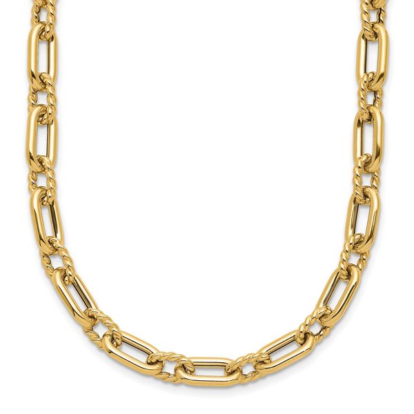 Leslie's 14K Polished & Textured Fancy Link Necklace The Hills Jewelry LLC Worthington, OH