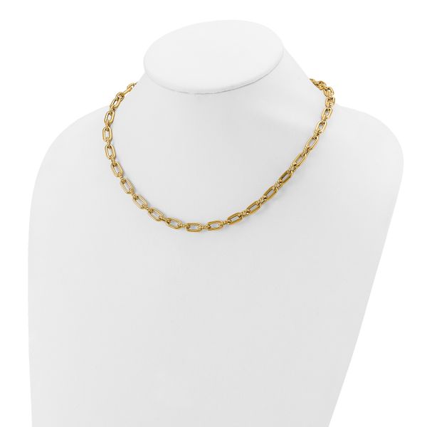Leslie's 14K Polished & Textured Fancy Link Necklace Image 3 Biondi Diamond Jewelers Aurora, CO