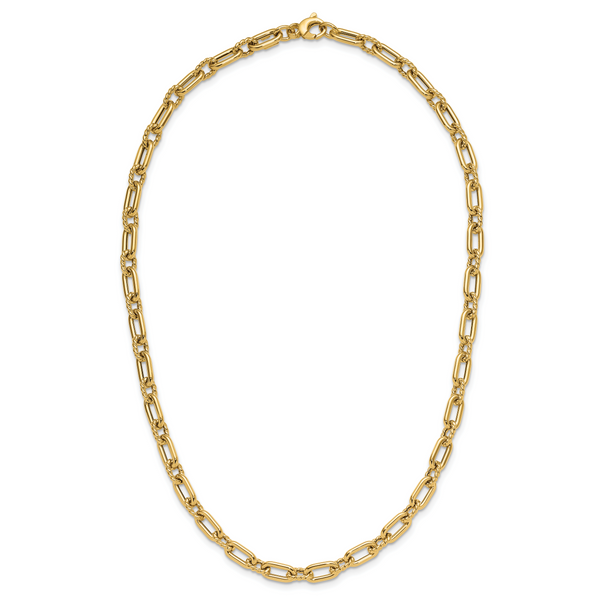 Leslie's 14K Polished & Textured Fancy Link Necklace Image 4 Peran & Scannell Jewelers Houston, TX
